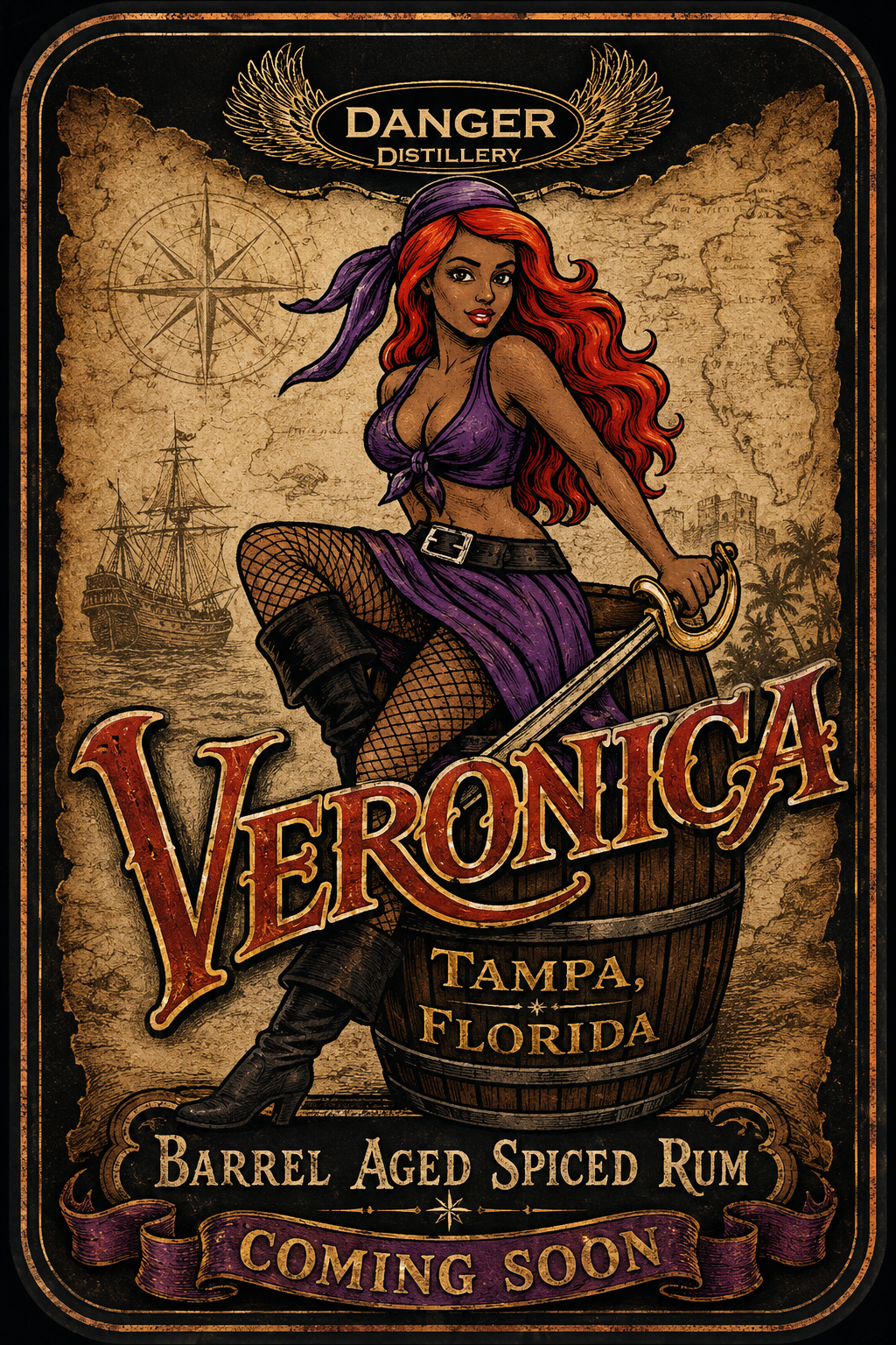 Updated Veronica Barrel Aged Spiced Rum label concept